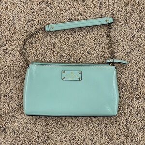 Kate Spade small Tiffany Blue purse with gold chain handle